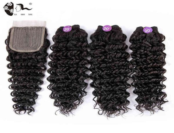 

20quotsynthetic protein filamen hair bundleshair bundle closure with 18quot utypes lace closure body and deep wave packet hai8642196, Black