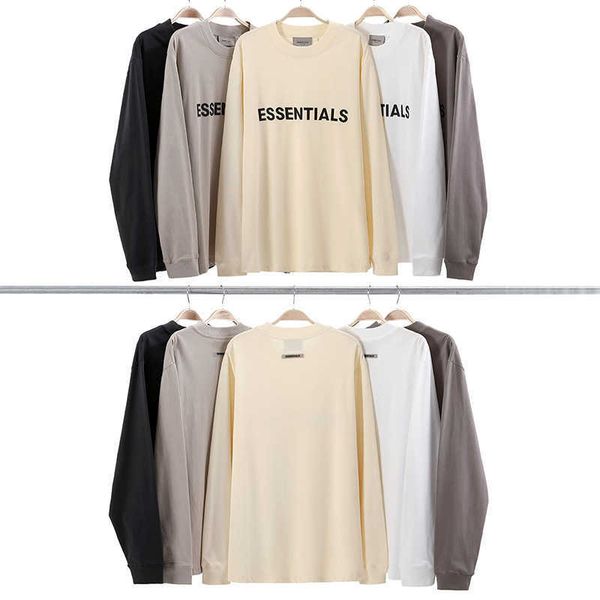

yhij 2023 men's and women's fashion t shirt t-shirts high street brand ess multi letter casual loose long sleeve bottomed, White;black