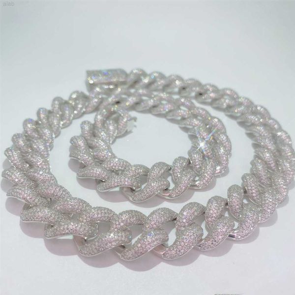 

custom 15mm 18mm 20mm moissanite cuban chain silver 925 vvs diamond hip hop men necklace pass diamond tester cuban links