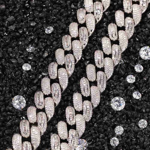 

qianjian fine jewelry custom diamond hip hop 925 silver moissanite gold men cuban link chain necklace