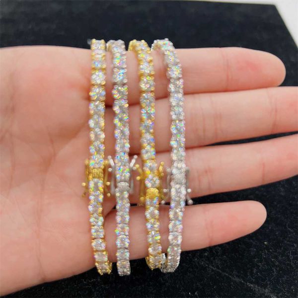 

in stock hip hop jewelry sterling silver s925 4mm vvs moissanite tennis bracelet