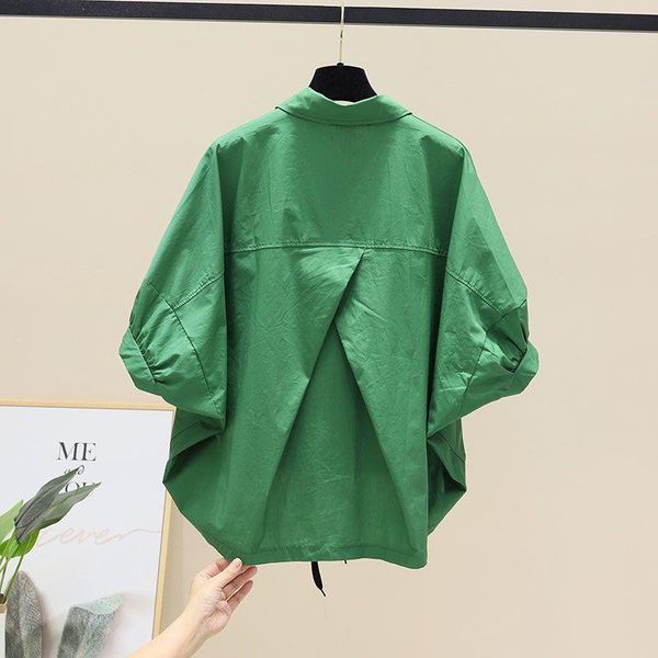 

shirts blusas summer new bat sleeve shirt women loose casual hem waist short sleeve blouse solid crop half white shirts lady