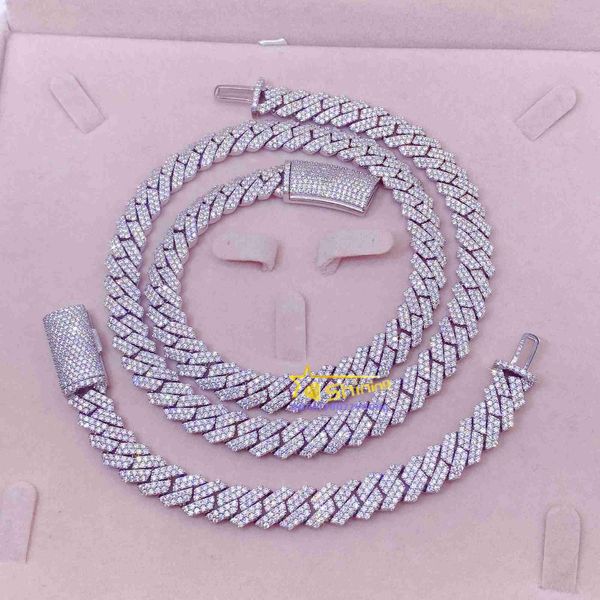 

sale men women necklace sterling silver 925 hip moissanite chain iced out cuban link with gra certificate