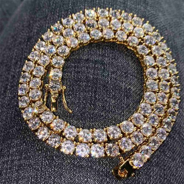 

wholesale stock 7.0mm vvs moissanite tennis chain gold filled necklace chains, Silver