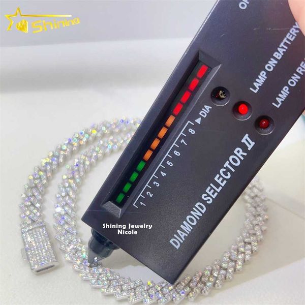 

fine jewelry necklace hip hop diamond chain iced out 925 silver 10mm moissanite cuban link chain