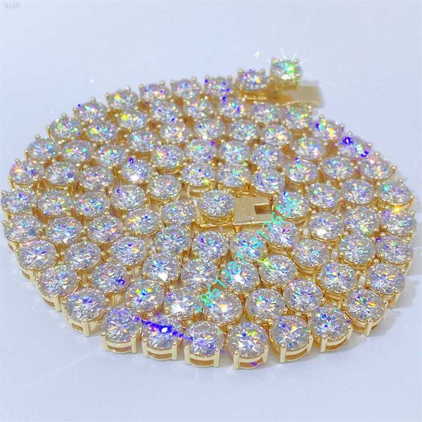 

14k real gold moissanite tennis chain 6mm 16" 18 " 20" 22" 24" 26" 28" vvs moissanite tennis necklace, Silver