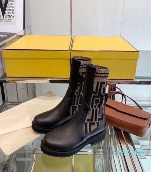 

2022 fashionm boots womens shoes women boots elastic fabric black leather2615940