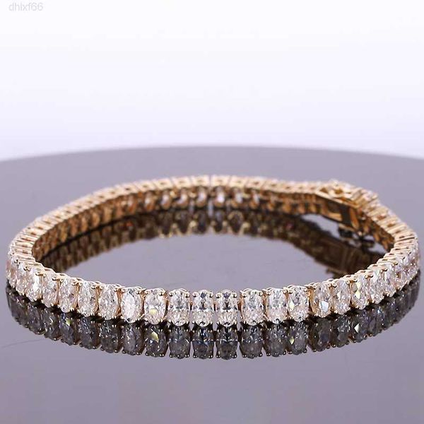 

starsgem ready to ship 14k yellow white rose gold d round oval princess cut moissanite tennis diamond white solid gold bracelet, Silver