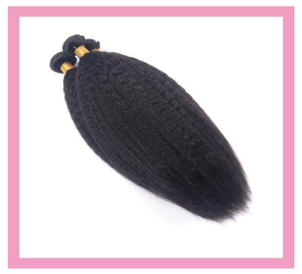 

malaysian virgin human hair 2 bundles kinky straight natural color double wefts yaki two piece 95100gpiece9303868, Black