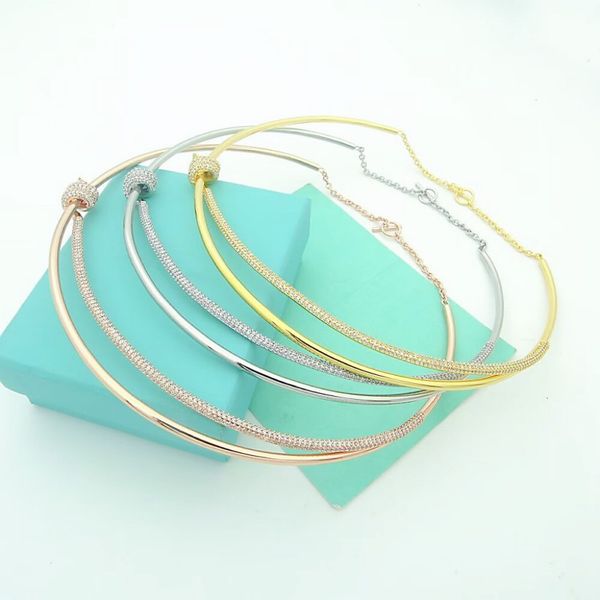 

european and american designers, women's necklaces, classic high-quality diamond jewelry, fashionable and luxurious collars, girls&#039, Golden;silver