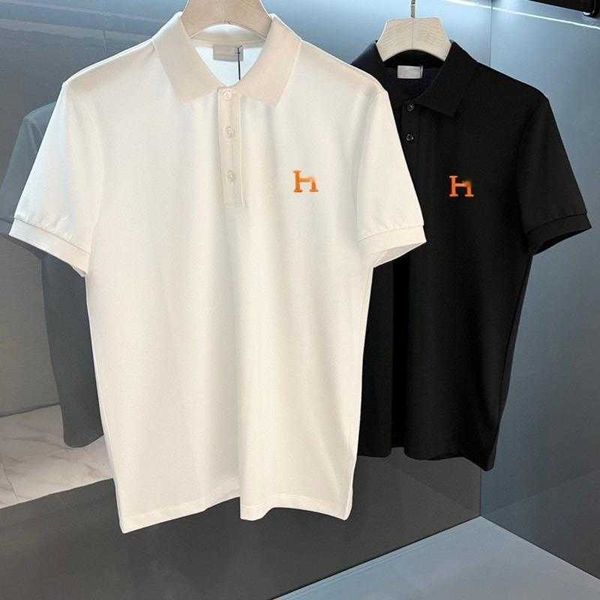 

luxury clothing short sleeved tshirt mens polo shirt hms designer sweatshirt men polos tee h embroidery lapel shirts business casual pullove, White;black