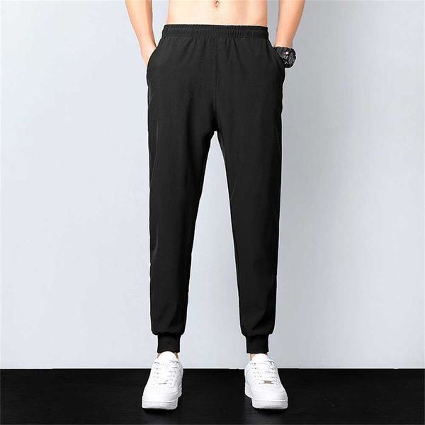 

for ice silk casual men's pants loose and versatile korean version tie feet quick drying sports guards pants for summer thin men's, Black