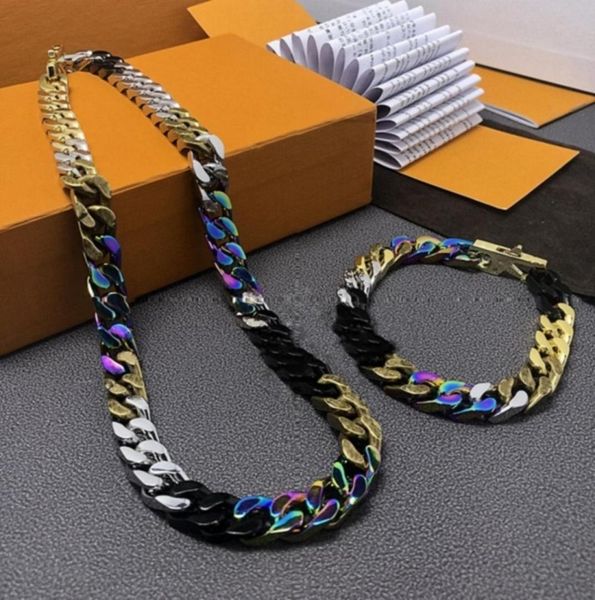 

mens womens designer necklace quenched cuban link chain necklaces bracelets fashion luxury gold chains jewelry5446147, Silver