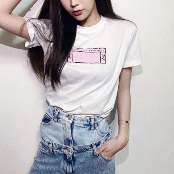 

women's t-shirt and men's designer fashion p letter printed short sleeve women's round neck sweater luxury casual street clot, White