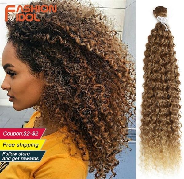 

fashion idol kinky curly wave hair 110g heat resistant silver grey synthetic hair 2pcslot 22 inch weave hair bundles extensions 23926069, Black;brown