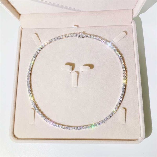 

luxury 10k solid gold 2.5mm claw set natural si1/vs diamond tennis bracelet necklace, Silver