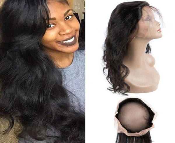 

indian raw virgin human hair lace frontal 360 adjustable band swiss lace frontal body wave closures part hair extensions 1024794736, Black;brown
