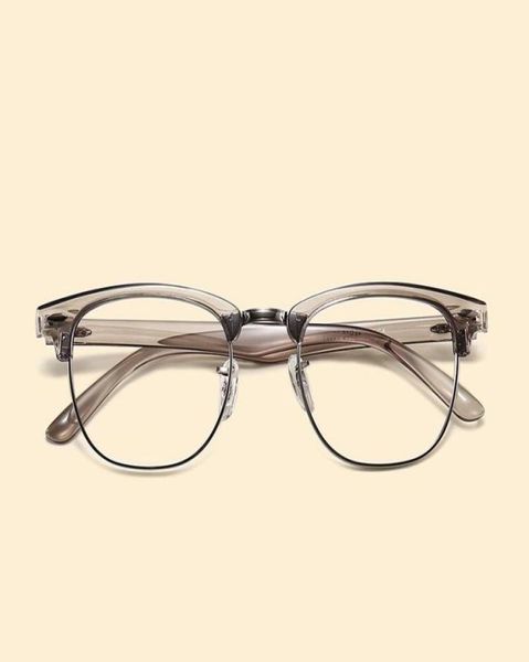 

fashion sunglasses frames 2021 transparent glasses frame men women optical myopia spectacle vintage retro half rim eyeglasses clea6044147, Black
