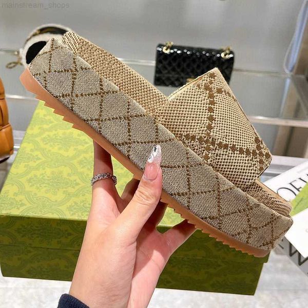 

slippers discount women paris designer wedge pattern embroidery g letters beach casual slides flip flops ladies platform thick, Black