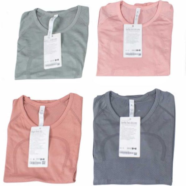 

soft tight quick dry breathable yoga 17 colors designer lu pullover round neck sport long sleeve t-shirt fitness gym workout clothes advanc, White