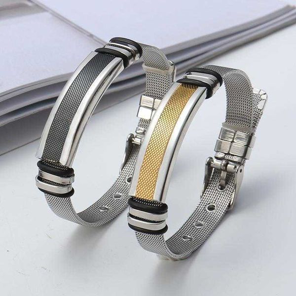 

ornament titanium steel mens bracelet punk electroplated corrosion stainless hip hop wholesale, Golden;silver