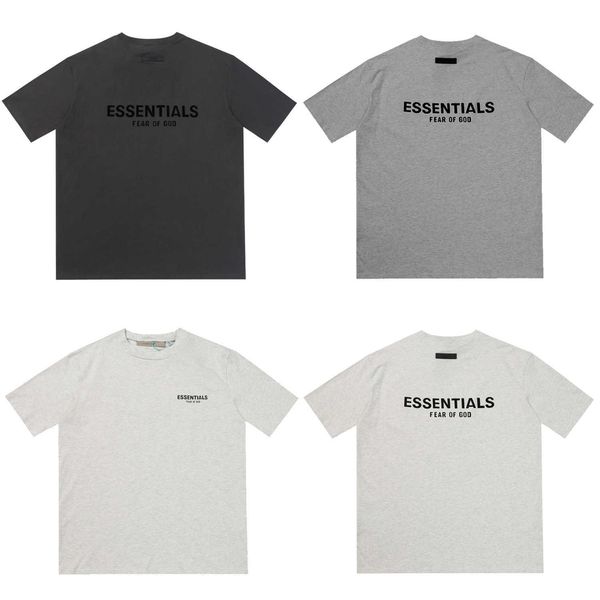 

gry7 2023 men's and women's fashion t shirt t-shirts high street brand ess season 8 flocking printing letter couple short sleeve, White;black