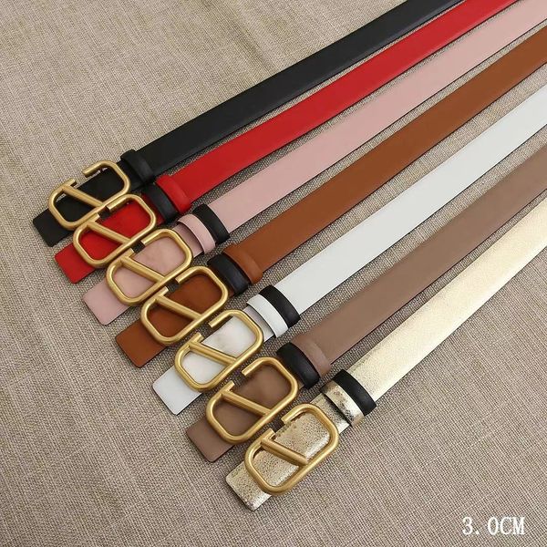 

classic solid color gold letter womens belts designers luxury designer belt vintage pin needle buckle belts 7 colors width 3cm size 95-120cm, Black;brown