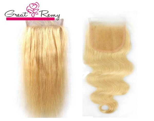 

613 blond closure brazilian hair body wave lace closure bleached knots straight hair pieces greatremy factory outlet fast shi4578632, Black