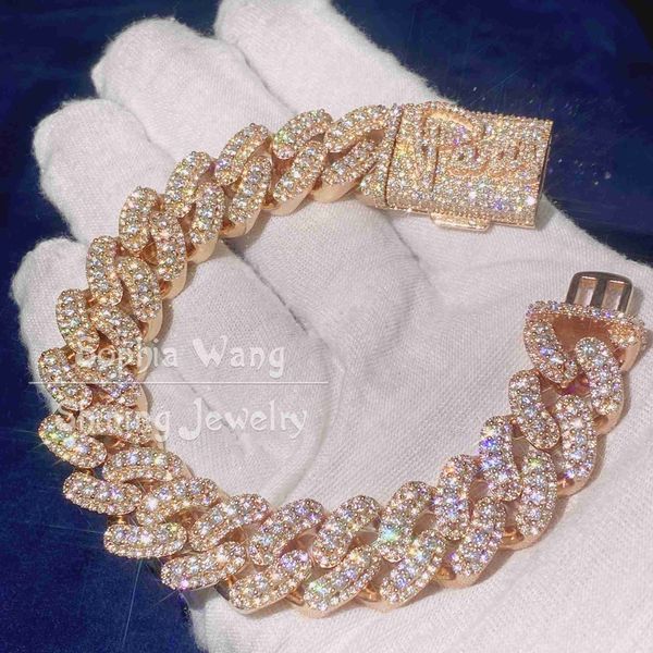 

iced out 15mm vvs1 moissanite diamond sterling silver cuban bracelet
