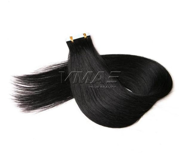 

vtape in human hair extensions 25gpiece 40piecespack original natural raw virgin brazilian skin wefts tape hair natural black8449756, Black