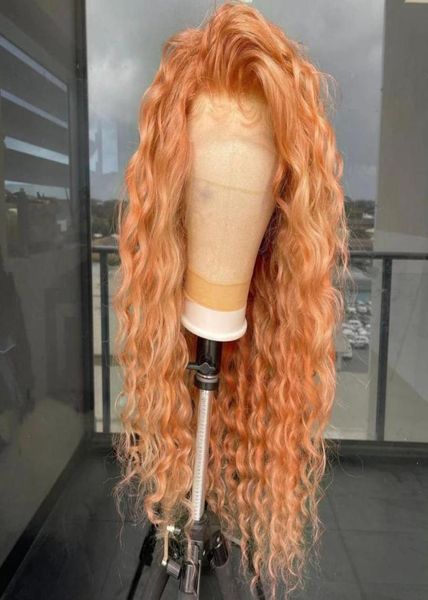 

closures orange blonde colored synthetic hair water wave long wavy lace front for women high temperature fiber curly cosplay6797989, Black;brown