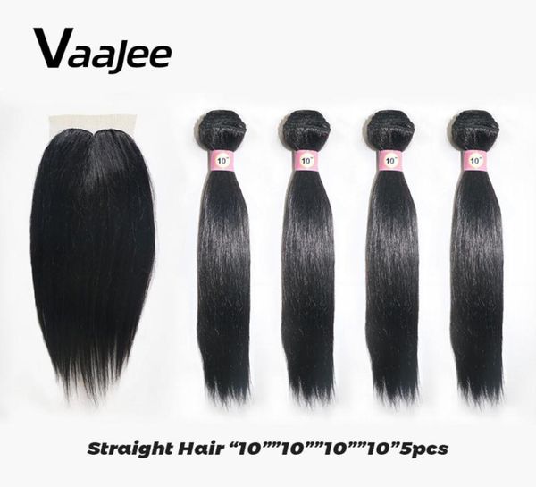 

vaajee women synthetic hair weave bundles with closure black 8quot 10quot 5pcslot straight hair bundles hair ext2537262, Black;brown