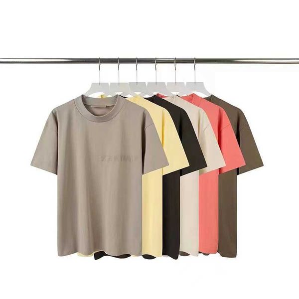 

wx0u 2023 men's and women's fashion t shirt t-shirts high street brand ess year gear flocked letter print round neck short sleeve, White;black