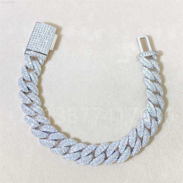 

luxury mens cuban bracelet moissanite iced out cuban link bracelet 12mm, Silver