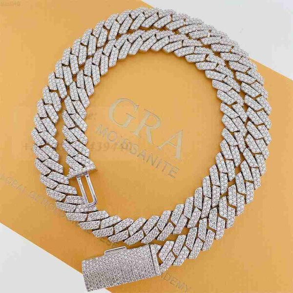 

wholesale 10mm width 2row diamond iced out cuban link chain s925 vvs moissanite diamond cuban link chain wholesale price, Silver