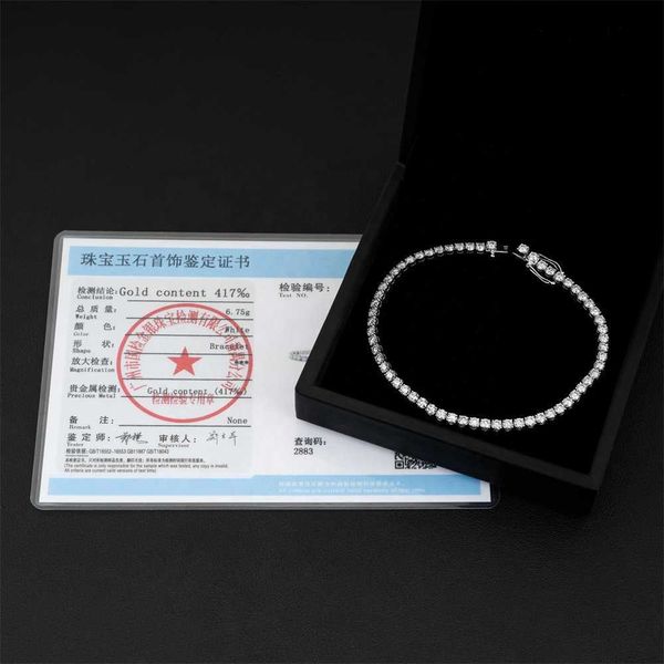 

fine jewelry luxury iced out 3mm vvs mosisanite tennis chain solid gold jewelry 10k tennis bracelet, Silver