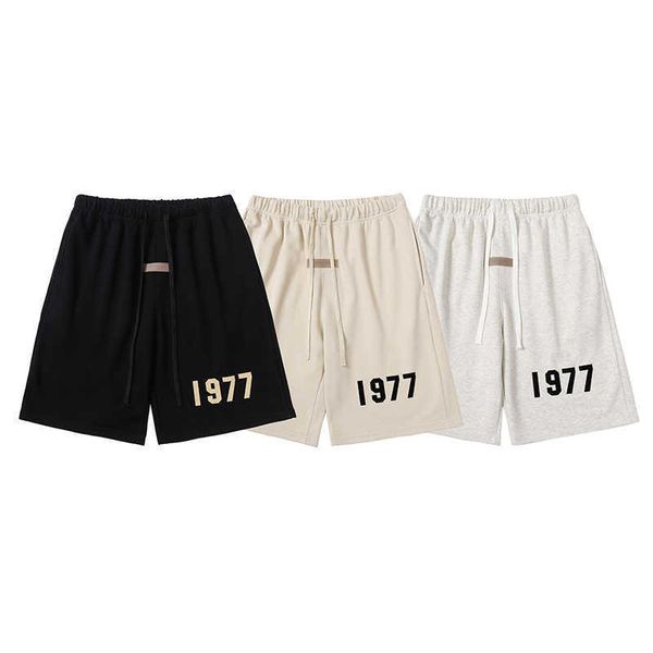 

4suj 2023 men's and women's fashion shorts high street brand ess 1977 capris style, White;black