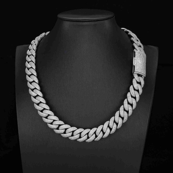 

popular new design 925 sterling silver solid gold necklace vvs moissanite cuban link chain