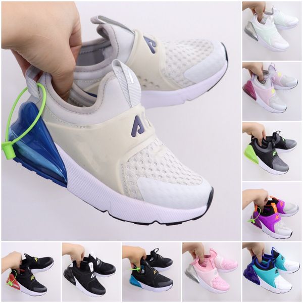

kid cushion 270 running shoes triple black white pink university red barely rose platinum volt airmaxs 27c 270s boys girls tennis trainers s