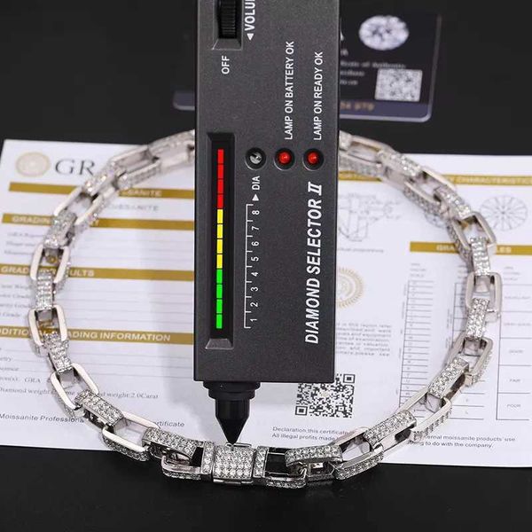 

factory price bling hip hop jewelry 11mm 925 sterling silver vvs moissanite diamond iced out cuban link chain bracelet necklace