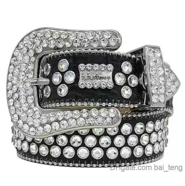

designer 2023 bb belt simon belts for men women shiny diamond belt black on black blue white multicolour with bling rhinestones as gift, Black;brown
