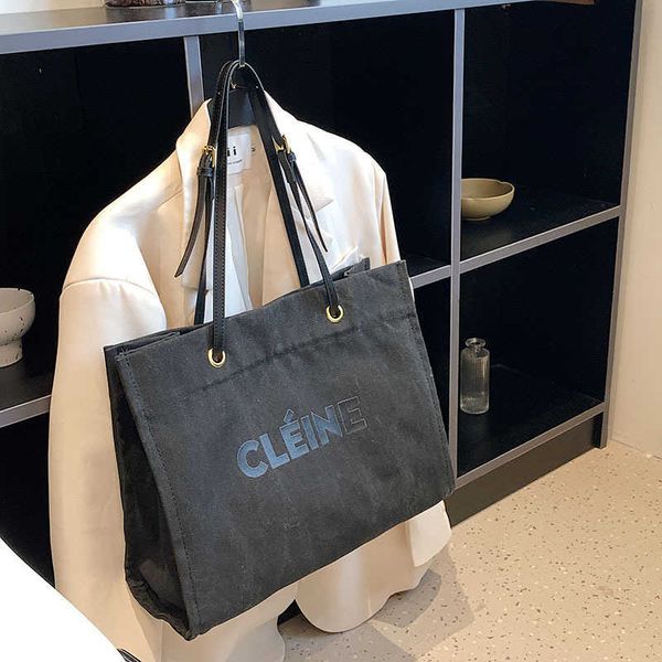

50% off 2023 handbag large capacity tote for women new trend fashion handbag canvas printed letter commuter shoulder bag