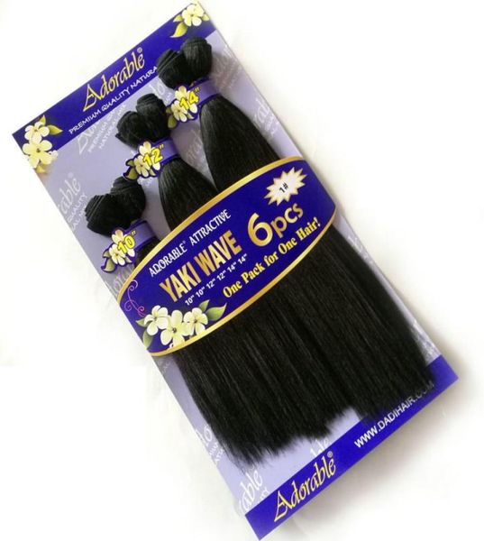 

adorable packet yaki wave 6pcs hair extensionsflat iron yaki straight full packing hair 6 bundles natural color mixed two tone 226421088, Black;brown