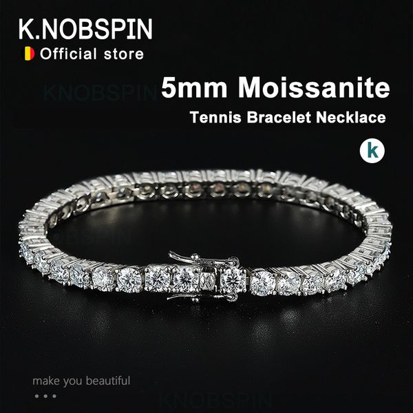 

chain knobspin 5mm molten silica tennis bracelet necklace suitable for women 925 sterling silver d vvs1 laboratory diamond with gra certifie, Black