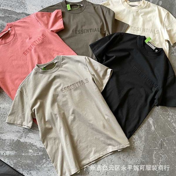 

habu 2023 men's and women's fashion t shirt t-shirts high street brand ess flocking letter short sleeve couple loose, White;black