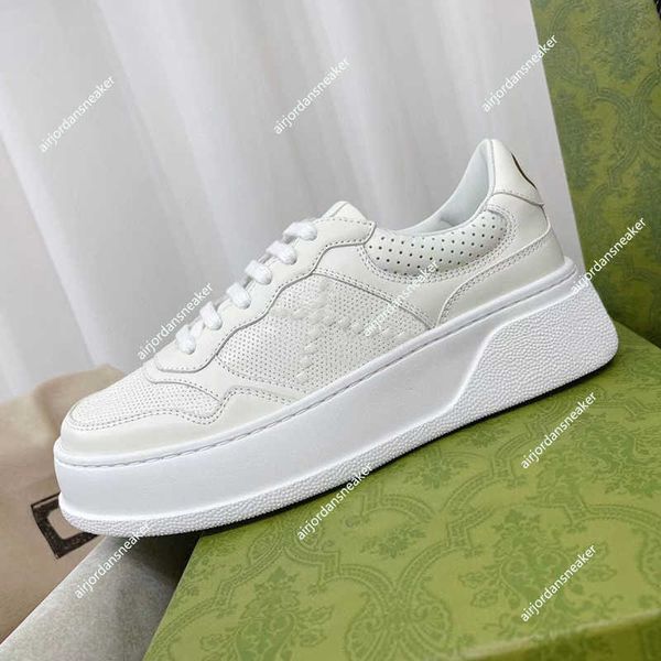 

luxury designer women lace up sneaker retro embossed fashion leather platform sport sneaker multicolored genuine embroidery men classic casu, Black