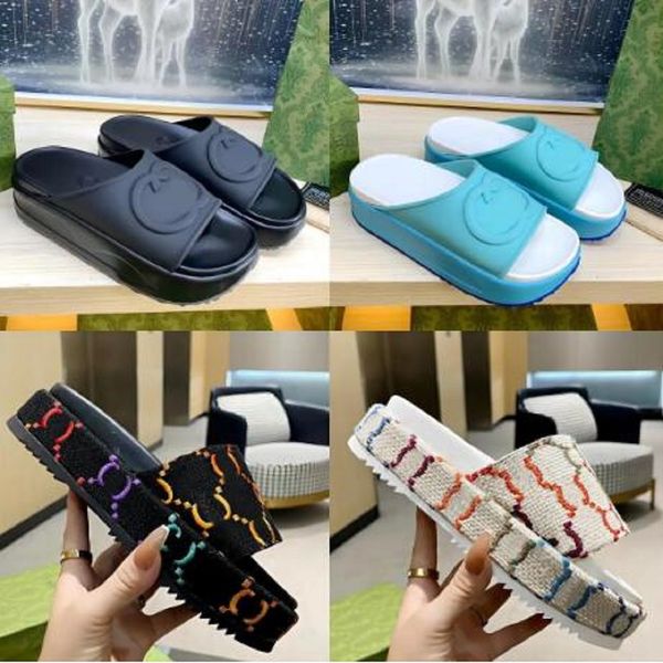 

eur35-42 designer slipper for women slides sandal flat sandles summer shoes classic brand thick casual woman outside slippers sliders beach, Black