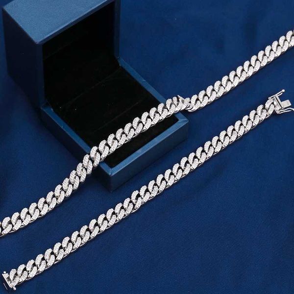 

fashion new trend white moissanite diamond 18inches cuban link chain in sterling silver from china manufacturer