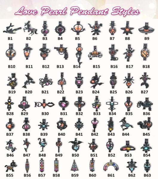 

mix designs black love wish pearl cages christmas women kids pendants gifs gemstone lockets diy charm necklaces without akoya oyst1231136, Silver