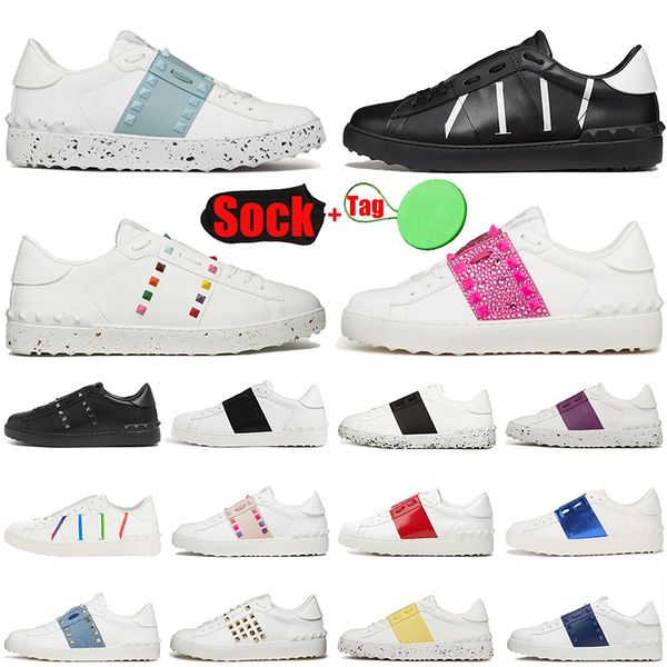 

men women valentinoies open sneaker casual shoes white black red gold trainers dress shoe mens womens leather breathable open for a change o